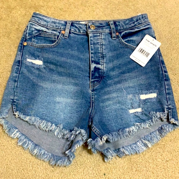 Free People Pants - Free people high waisted blue Jean shorts new 28